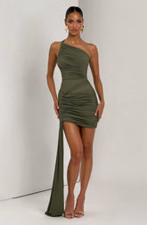 Shazia Mini Dress - Khaki Dress Babyboo Fashion Premium Exclusive Design